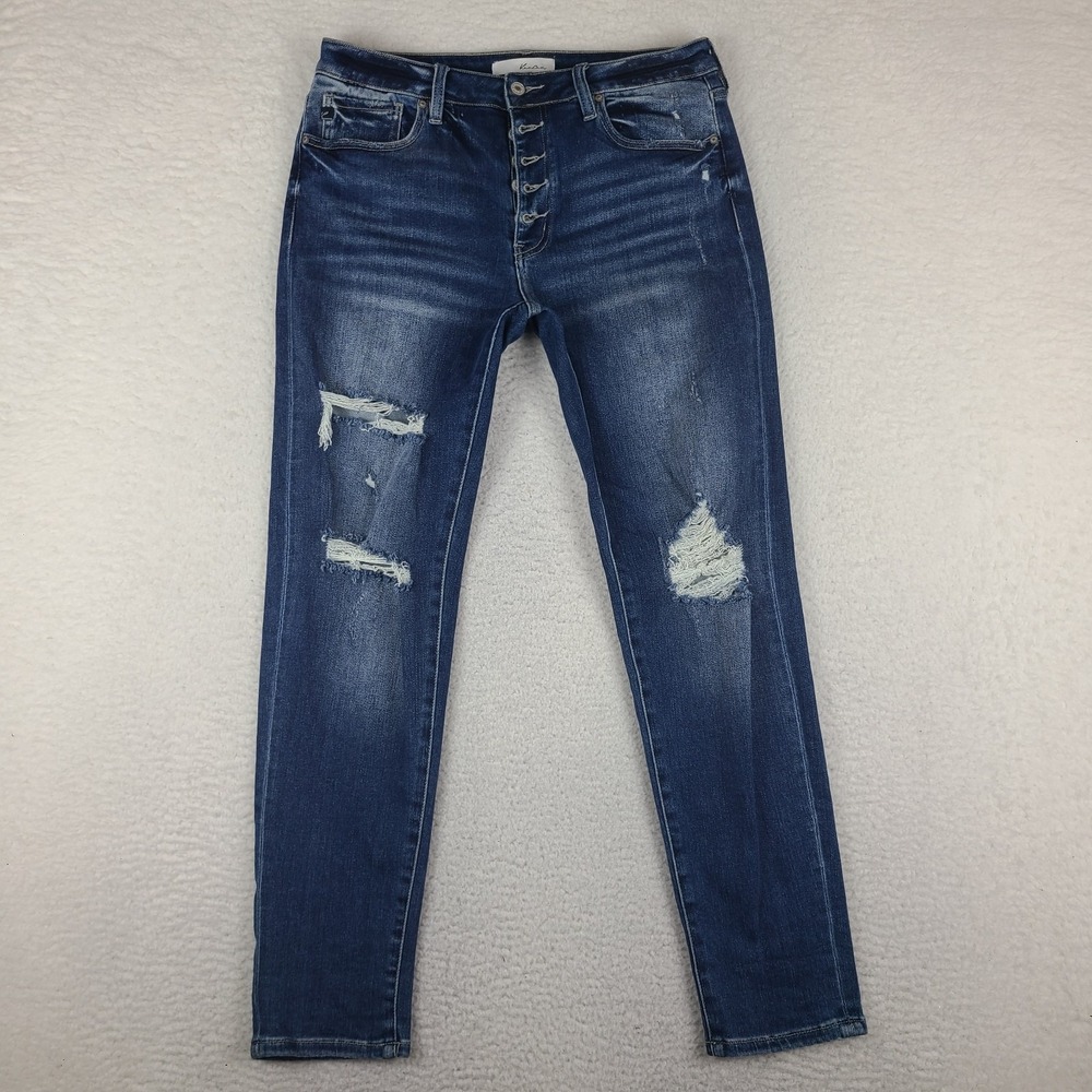 KanCan Jeans Women11/29 Clarie Mid Rise Boyfriend Button‎ Fly Distress KC5118HHD
